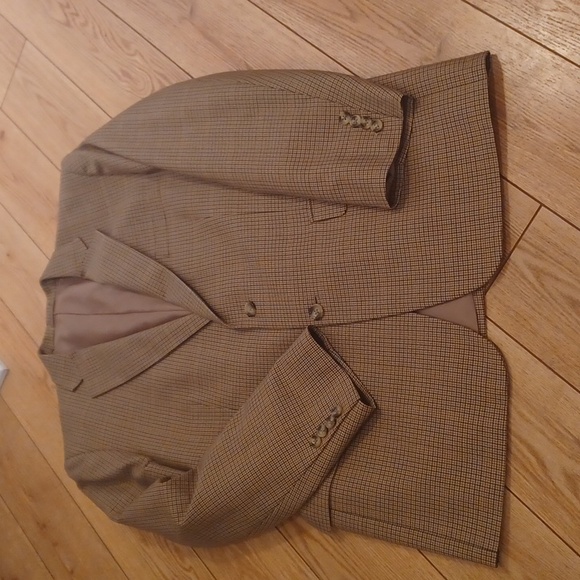 Milano Fashions Other - Milano Fashions Mens Custom-Made Jacket/Blazer Tan/Brown Plaid Single Breasted